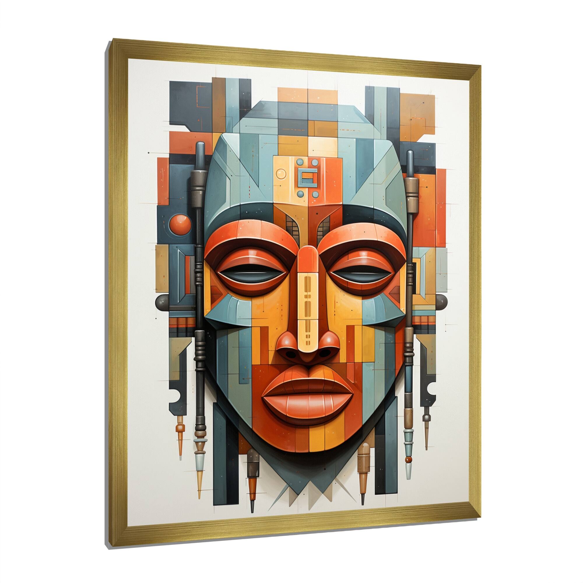Designart "African Tribal Mask Kente I" African Tribal Framed Wall Art
